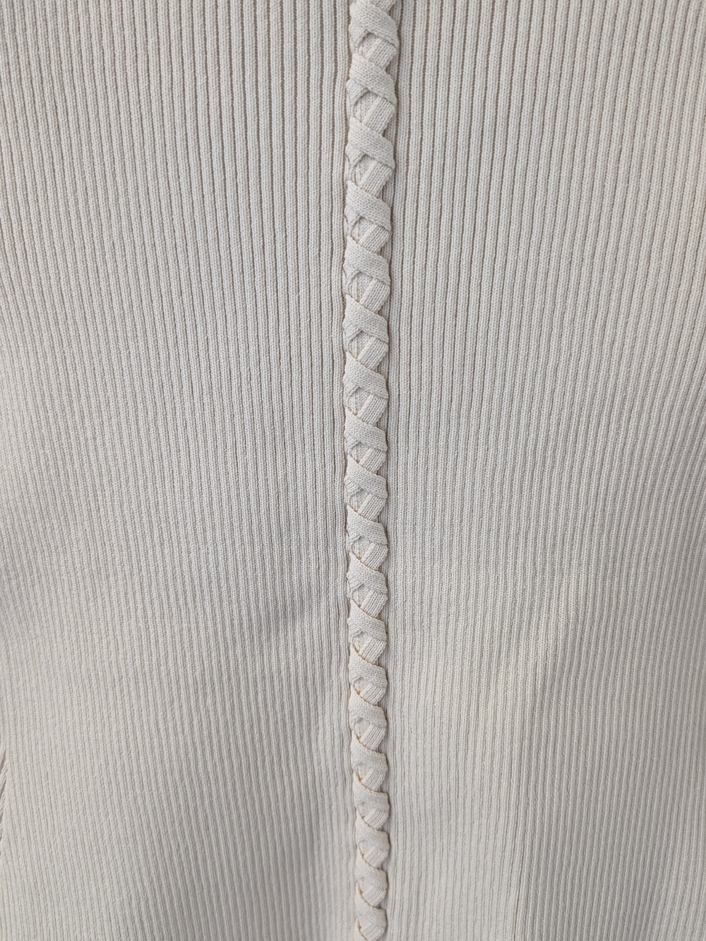 ZARA NWT Cream Ribbed Knit Button Front Puff Sleeve Cardigan Top Size M - Picture 5 of 8
